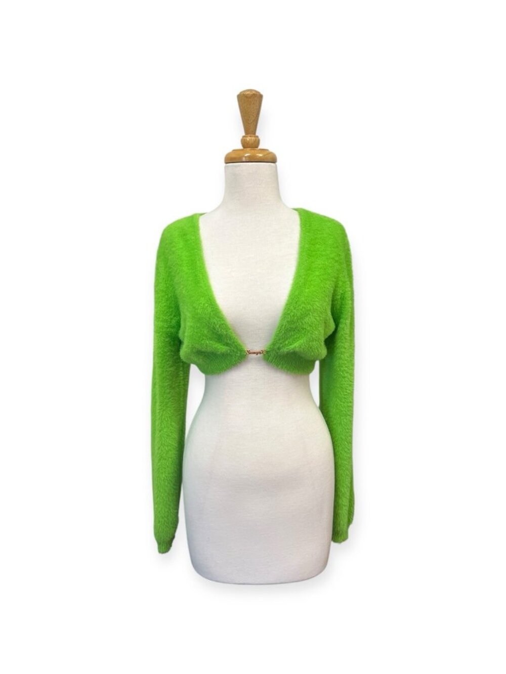 Savage X Fenty Fuzzy Fluff It Cropped Sweater Size M Medium Green